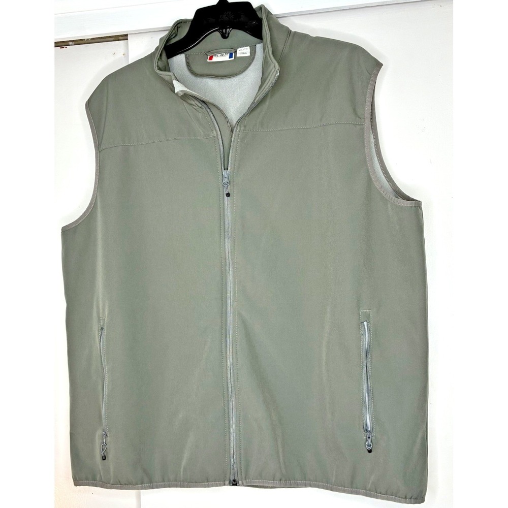 Clique Softshell Vest Mens XXL Sage Green Full Zip Fleece Lined Lightweight